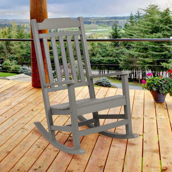 Flash Furniture Winston All-Weather Rocking Chair in Gray Faux Wood JJ-C14703-GY-GG - main